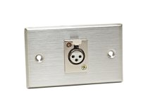 Stainless Steel Single 3-pin XLR-F Connector on Duplex Wall Plate