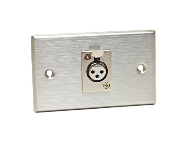 Stainless Steel Single 3-pin XLR-F Connector on Duplex Wall Plate