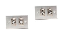 Stainless Steel Dual 3-pin XLR-F Connectors on Duplex Wall Plate