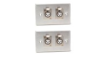 Stainless Steel Dual 3-pin XLR-F Connectors on Duplex Wall Plate