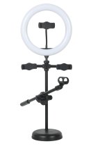 10″ Desktop Light Ring with Microphone Boom Arm and 3 Phone Holders
